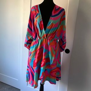 Adorable Vacation Ready Short Sleeve Faux Wrap Dress